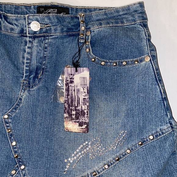 Platinum Plush Juniors Size Large Riveted Jean Skirt - Picture 4 of 8